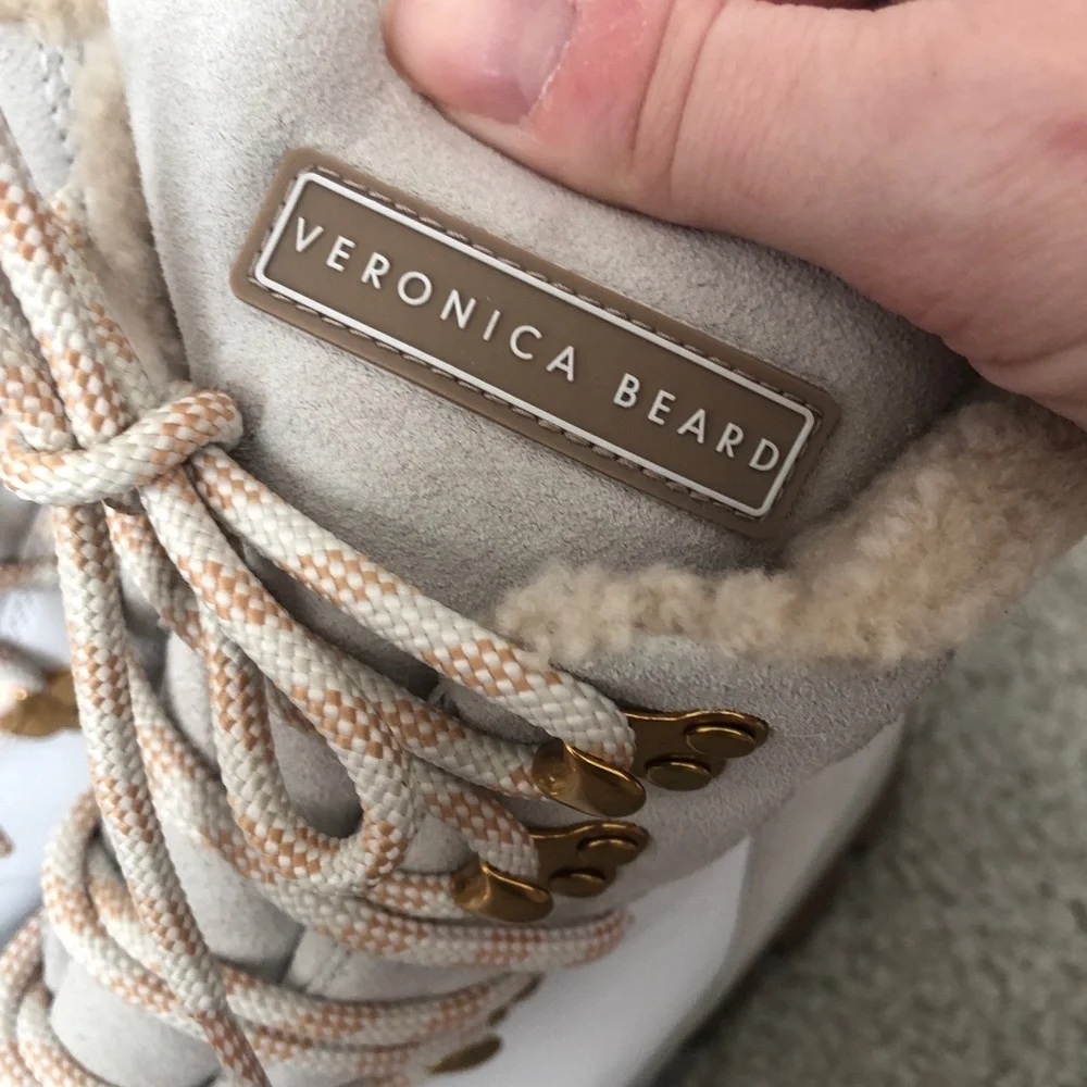 Veronica Beard Galina Boot In White And Snow Leather Lace up Boots Size 10.5